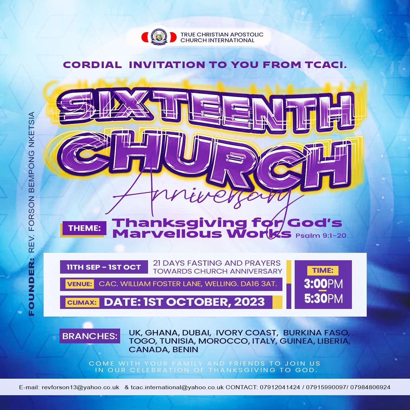 Read more about the article SIXTEENTH CHURCH ANNIVERSARY