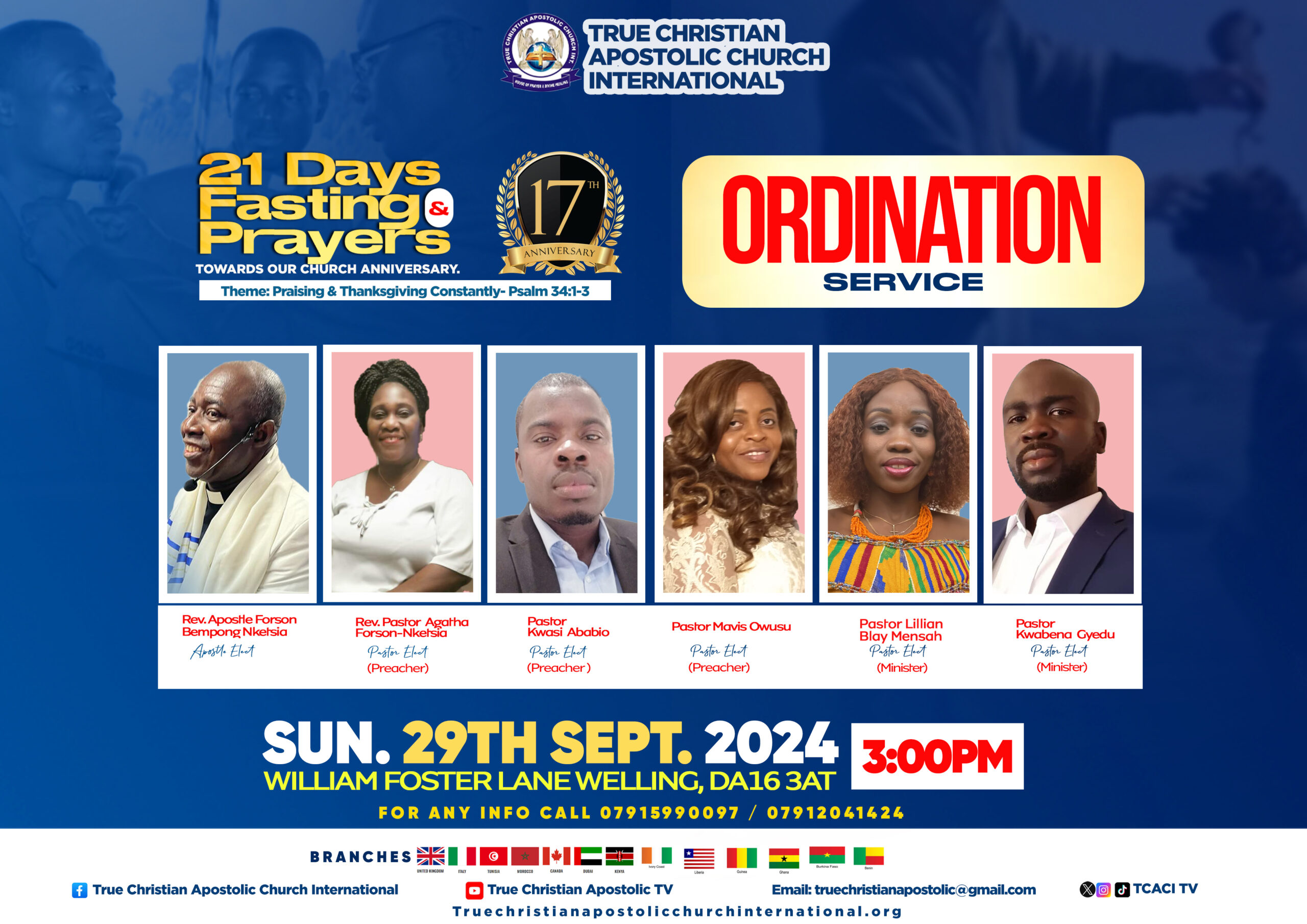 Read more about the article Ordination service at  TCACI Headquarters