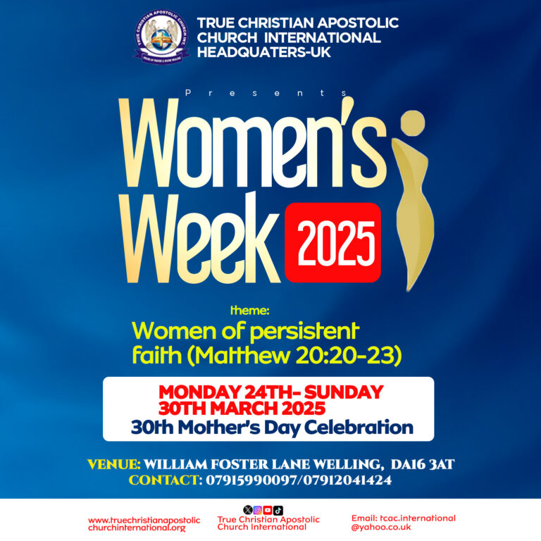 Read more about the article True Christian Apostolic Church International – UK Headquarters Celebrates Women’s Week!